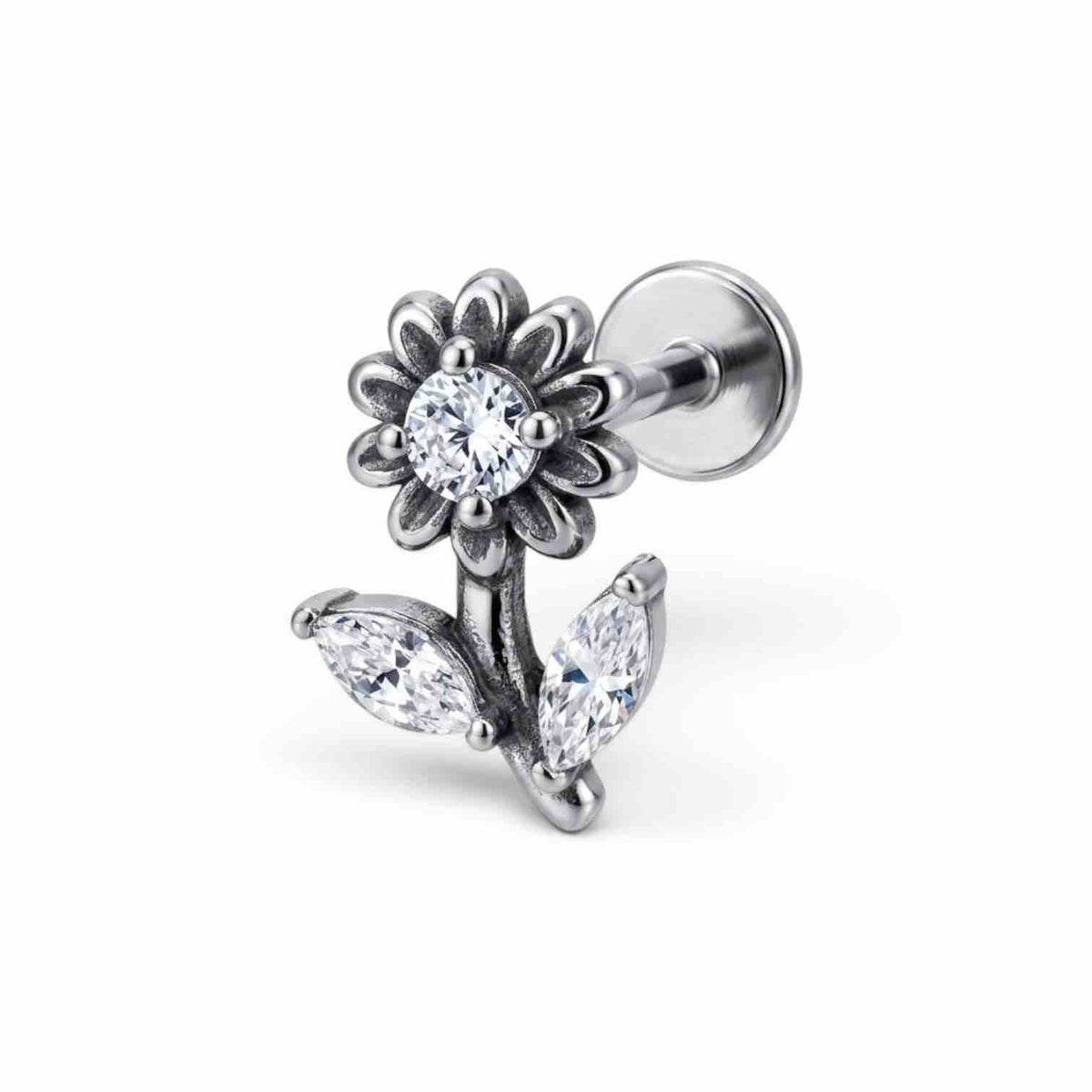 Flower stud with stone